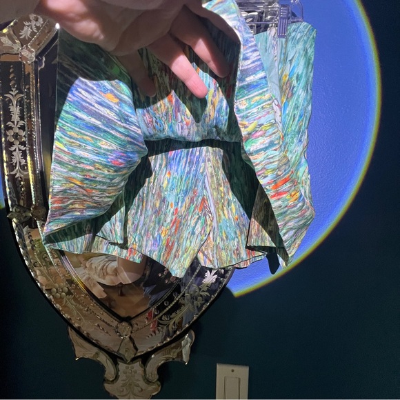 100% Silk Size 10 Boutique Skort in gorgeous Monet style print.Sporty or dressy. - Picture 4 of 9